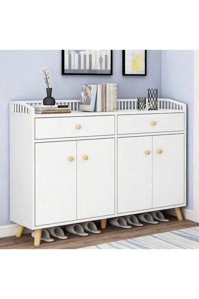 GoldenLike Shoe Cabinet with 2 Drawers and 4 Doors, Ultra Thin Entryway Stora...