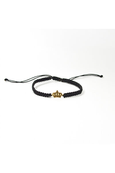 BLACK SWAN Bijoux Bratara cu snur reglabil din matase si coroana din aur 14K