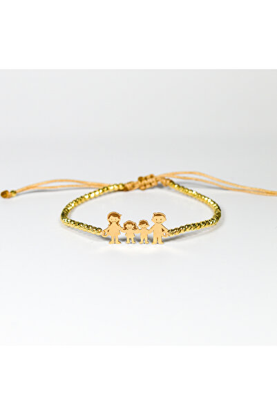 BLACK SWAN Bijoux 14k gold link bracelet 'FAMILY' and 2.5 mm gold beads