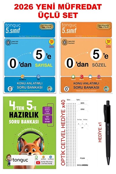 Tonguç Yayınları 4'ten 5'e Hazırlık Seti (3 Kitap 600 Sayfa)