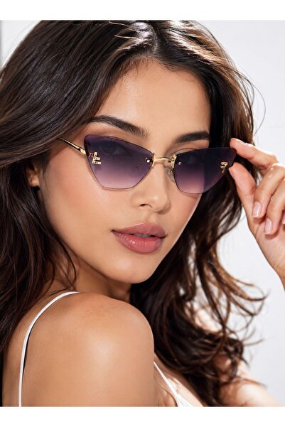 Nilu Moda نظارات شمسية نسائية منقوشة بالكريستال من نوع FIRST CATEYE