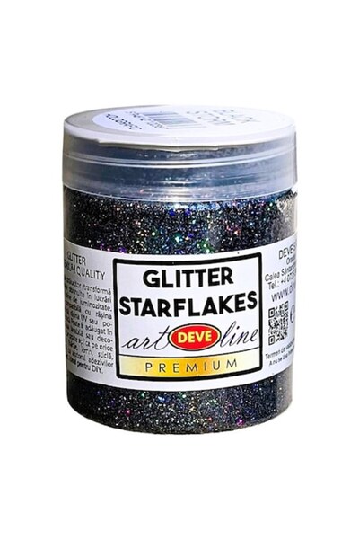 Deve Pigment glitter starflakes Holografic, art line DEVE, 50gr sclipici negru