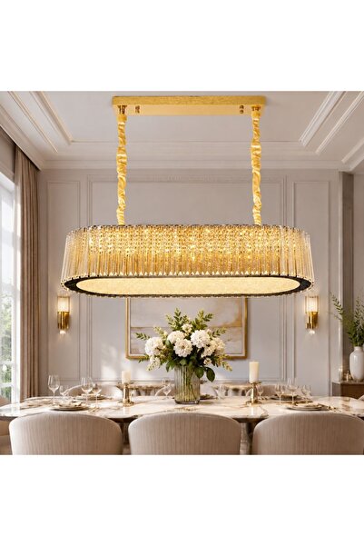 proled K9 Crystal LED Chandelier, Oval, 128W (64W+64W), 3 Colors, Remote Cont...