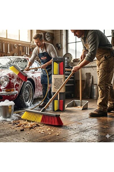 ÇEÇEN HOME (Brush+Handle 120 cm) Auto Car Wash Brush and Workshop Household H...