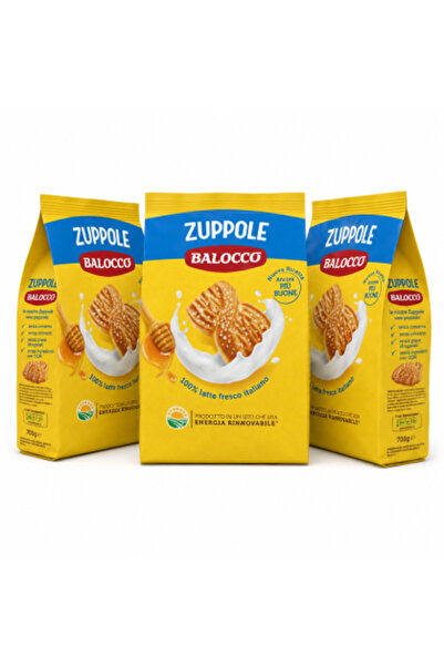 Balocco Set 3 x Zuppole Biscuits, 700 g/pack, with fresh Italian milk, biscui...