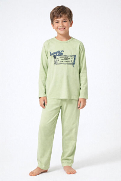LORDIAM Boys' light green pajamas 'London Life' – soft cotton, long sleeve