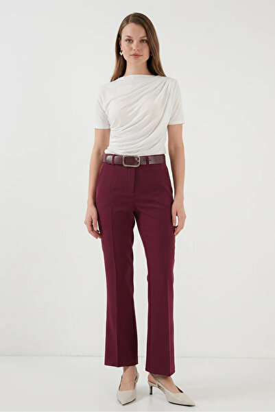 Şeker Portakalım Women's Belted Burgundy Trousers