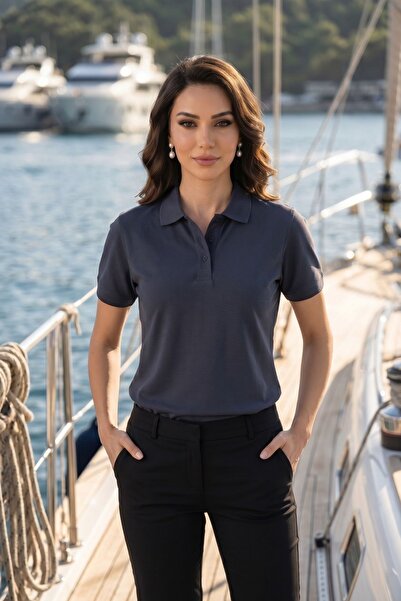 fevien Women's Polo Collar Short Sleeve Button Detail Stylish Design Basic T-...