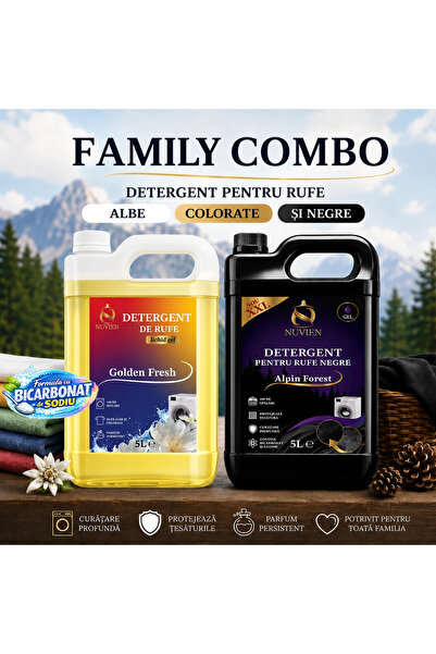 Nuvien Family Combo Detergent Package, complete package for white, colored, b...