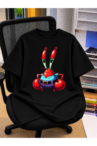 VODEXA Tricou oversize unisex CRAB KRS imprimat 100% bumbac, croială conforta...