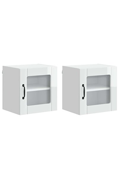 vidaxl Kitchen cabinet 2 pcs Glossy white 40 x 31 x 40 cm