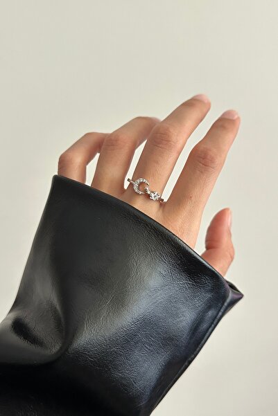 Okko Store Women's Tiny Stone Moon Star Ring
