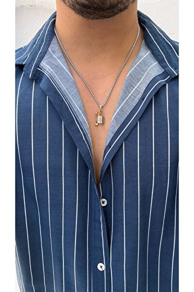 Massiviano Lock Detail Steel Necklace