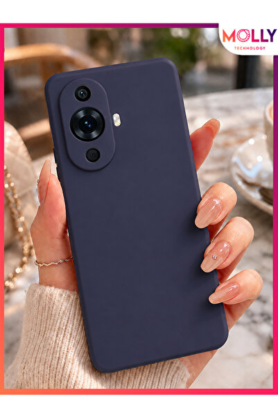 Molly HUAWEİ NOVA 11 PRO İçin Gece Mavisi Liquid İçi Kadife Mat Silikon Kılıf