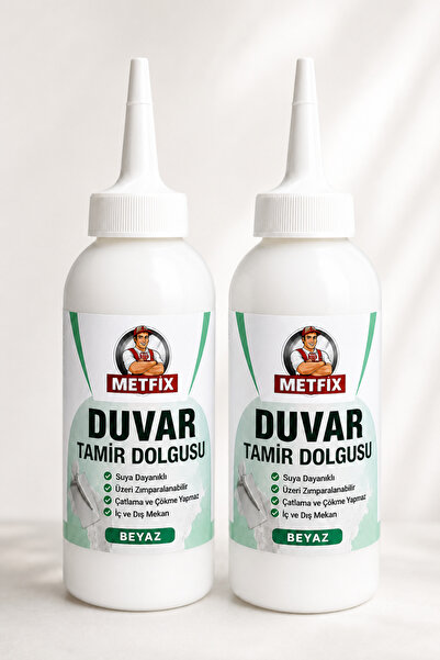 METFİX 2 ADET Hazır Duvar Tamir Dolgusu Beyaz 220 Gr Macunu Zemin Alçı Sıva Ç...