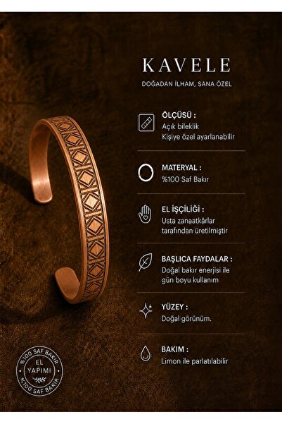 KAVELE Pure Raw Motif Copper Bracelet-In Gift Box