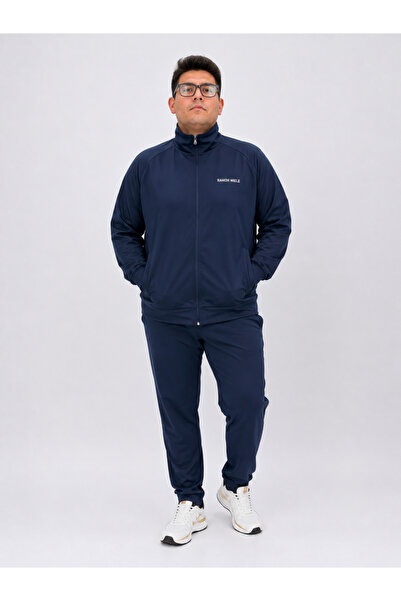 Ramon Miele Large Size Stand Collar Zippered Men's Tracksuit with Pockets