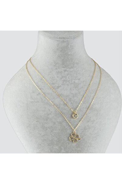 ZERO LAND Nhrhls Double Necklace with Clover Figure (121401)-Yellow