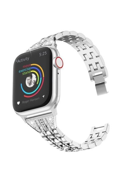 Orso Λουράκι Στρας Μεταλλικές Χάντρες Ασημί Apple Watch 38/40/41/42mm Σειρά 1...