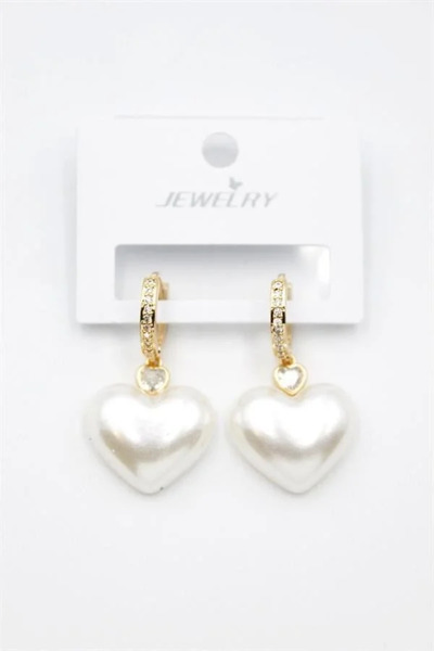 Marsilyan Nvdn- Ieg - Pearl Heart Earrings - Gold Iegrs-Nvdn1