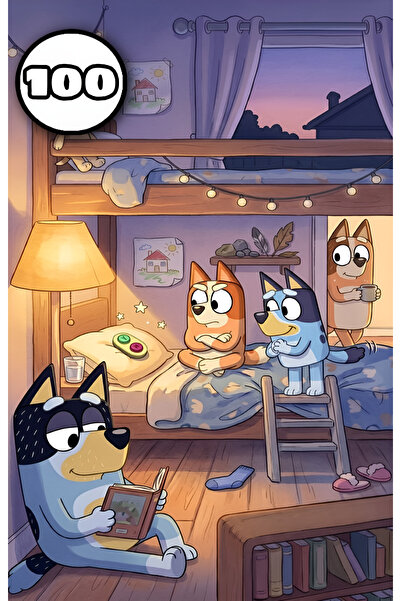 bluey Книжка за оцветяване, 100 илюстрации на Блуи, А4