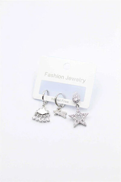 Marsilyan Nvdn- Ieg - 3 Star Earrings - Silver Iegrs-Nvdn1