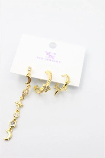 Marsilyan Nvdn- Ieg - 3-Piece Moon Star Earrings - Gold Iegrs-Nvdn1