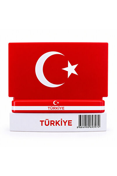 Çelik Türkiye Silikon Taraftar Bilekliği Kırmızı Beyaz Ay Yıldızlı Milli Takı...