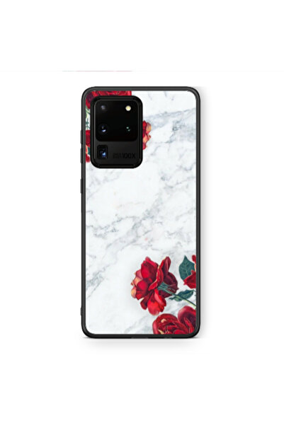 Other Samsung S20 Ultra red roses marble Black Glossy Θήκη