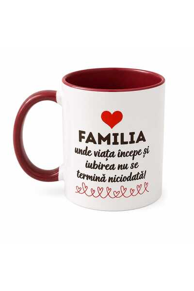 OEM Cană personalizată „Familia – unde viața începe și iubirea nu se termină ...