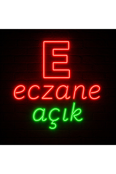 Prime Neon Eczane Neon Tabela 60x60 cm Adaptör Dahil
