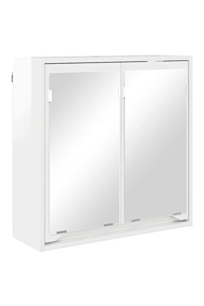 vidaxl Dulap cu oglindă pentru baie cu raft Alb lucios 60 x 20 x 60 cm