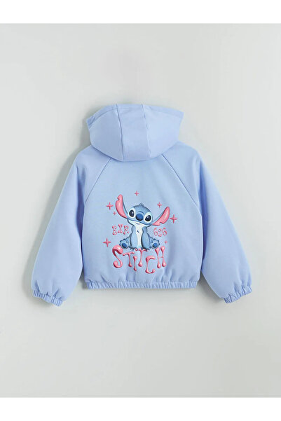 LC Waikiki Blue Stitch Printed Girls' Jacket