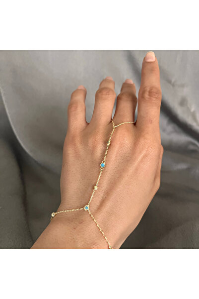 Mahi jewelry 14K Altın Kaplama Mavi Taşlı Şahmeran