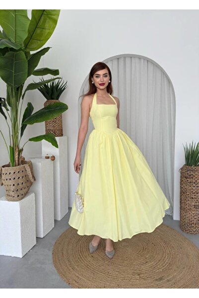 Caddebostan Moda Backless, Strappy, Midi Length Women's Dress, Stylish Summer...