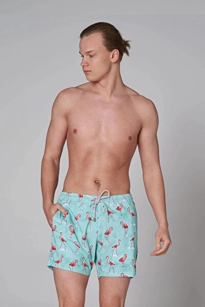 John Frank شورت سباحة رجالي مطبوع بالكامل من Gts JFSSSWL60-FLAMINGO MINT
