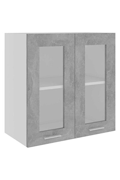 vidaxl Dulap de sticlă suspendat “Lyon” gri beton 60x31x60 cm