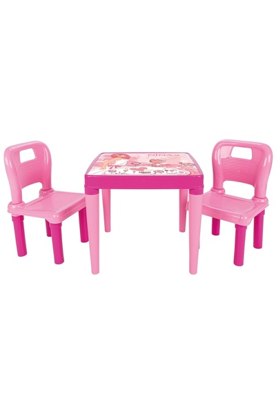 Evelise Set masă cu 2 scaune pentru copii Pilsan Hobby Masă de studiu roz
