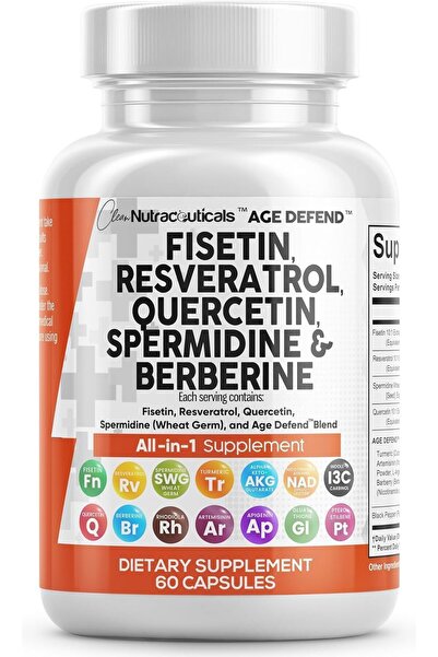 Clean Nutraceuticals Fisetin Quercetin Resveratrol Spermidine - Longevity wit...