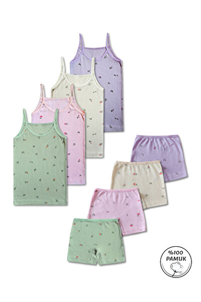 Panfilia 100% Cotton 8-Piece Girls' Undershirt Panties Set, Set of 4 / Ages 2-12
