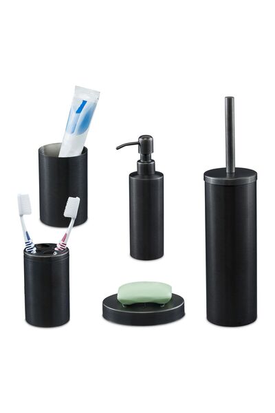 Relaxdays Bathroom accessory set Relaxdays, 5 pieces, Soap dispenser, Soap di...