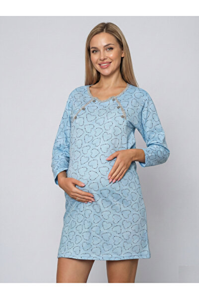 embody Maternity Nightdress cotton, nursing opening blue 3323