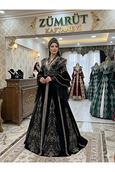 ZK ZÜMRÜT KAFTAN Siyah Kına Kaftanı /Black Henna Night Bride Caftan