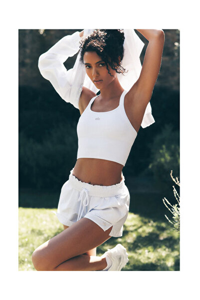 OEM Alo Yoga Airlift Ribbed Bustieră Sport Damă Alb , Crop Top Fitness Yoga P...