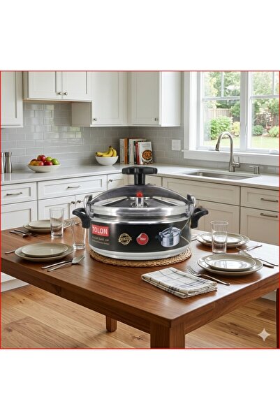 alharbi22est Tulon Flat Aluminum Pressure Cooker Size- 9 Liter
