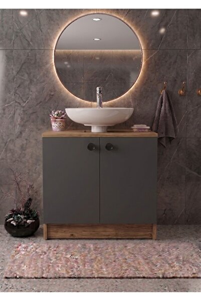 EGN WOODS Atlantik Çam Lavabo Altı Banyo Dolabı - 2 Kapaklı 2 Bölmeli Modüler...