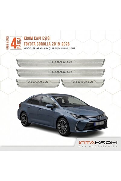 intakrom Toyota Corolla 2019-2026 Uyumlu Satine Krom Kapı Koruma Eşiği 4 Parça