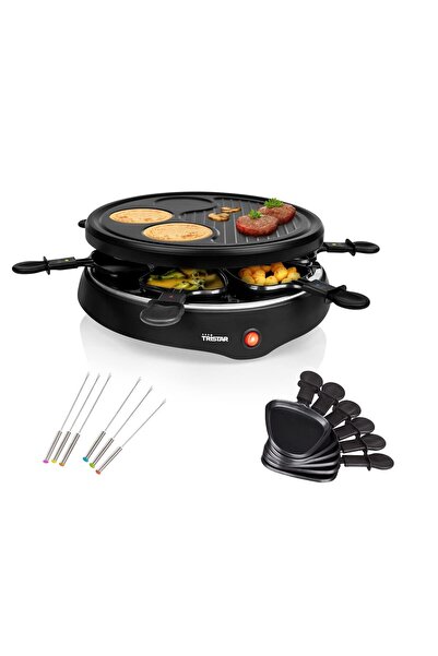 Tristar Entegre krep yüzeyli Raclette & ızgara seti, Teppan çatalları dahil 6...