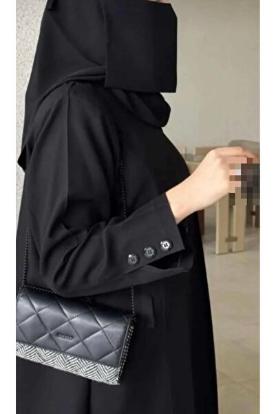 WAHAJ DRESSES عباءة اسود ساده ازارير