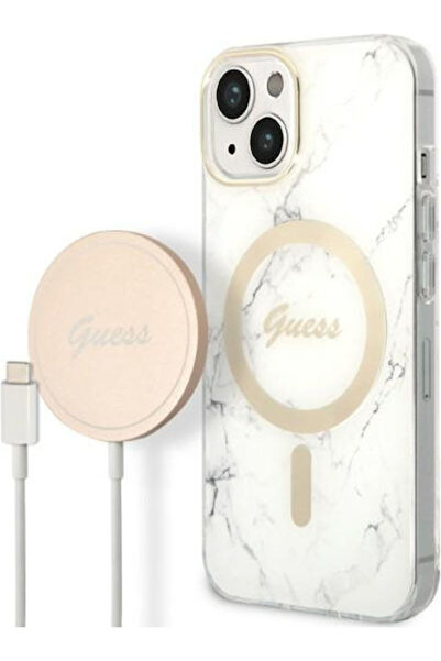 Guess Marble MagSafe Back Cover Silicone Marble White (iPhone 14 Plus) Code: ...